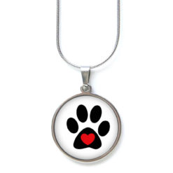 Edelstahl Kette mit Hundepfote und Herz - Hundekette Hund