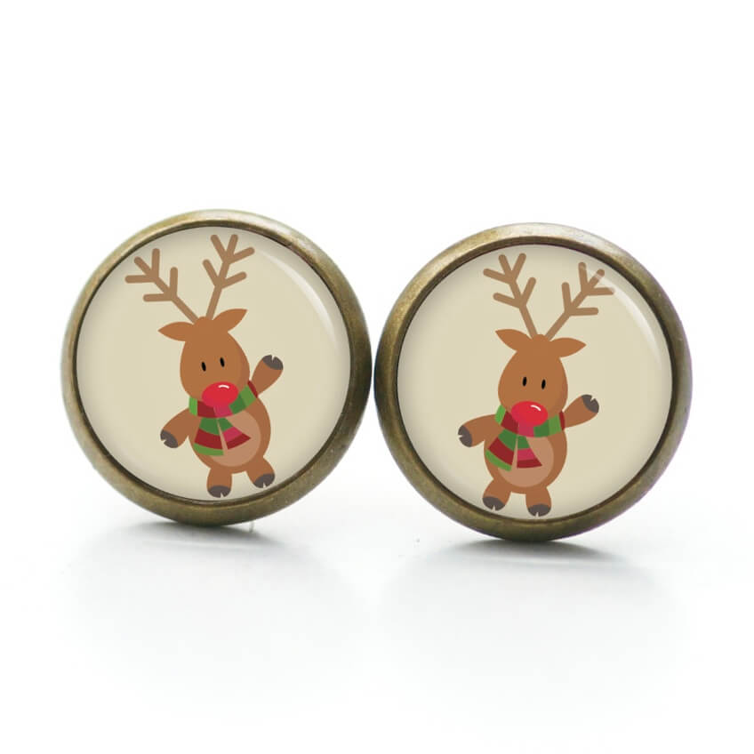 Weihnchtliche Ohrstecker Ohrhänger Clipse Druckknopf Rudolph Elch Reindeer Weihnchtliche Ohrstecker Ohrhänger Clipse Druckknopf Rudolph Elch Reindeer