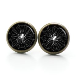 Ohrstecker, Ohrhänger, Clipse & Druckknopf – Motiv Spinnennetz Schwarz Weiß – Schmuck aus Edelstahl Ohrstecker, Ohrhänger, Clipse & Druckknopf - Motiv Spinnennetz Schwarz Weiß - Schmuck aus Edelstahl