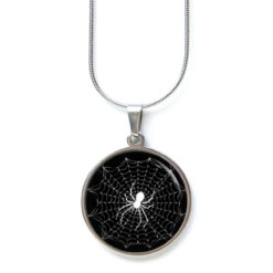 Edelstahl Kette Spinnennetz mit Spinne schwarz weiß