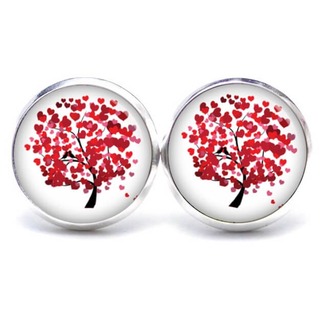 Ohrstecker, Ohrhänger, Clipse & Druckknopf – Motiv Lebensbaum mit Herzen – Schmuck aus Edelstahl Ohrstecker, Ohrhänger, Clipse & Druckknopf - Motiv Lebensbaum mit Herzen - Schmuck aus Edelstahl