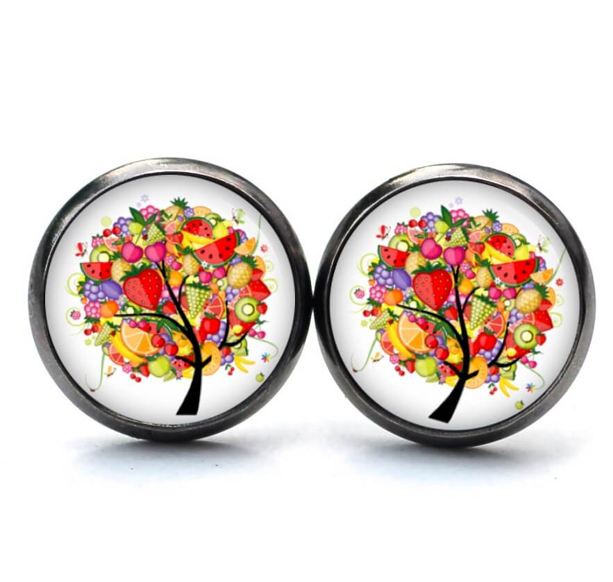 Ohrstecker, Ohrhänger, Clipse & Druckknopf – Motiv Lebensbaum Obst – Schmuck aus Edelstahl Ohrstecker, Ohrhänger, Clipse & Druckknopf - Motiv Lebensbaum Obst - Schmuck aus Edelstahl