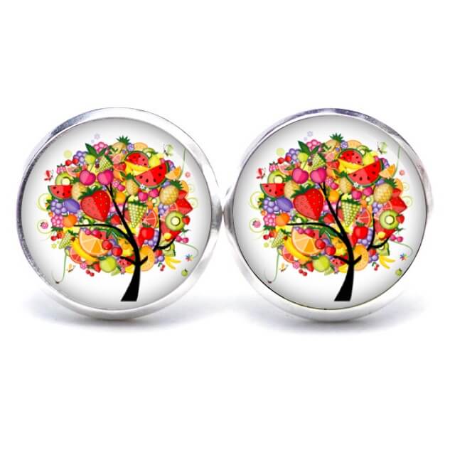 Ohrstecker, Ohrhänger, Clipse & Druckknopf – Motiv Lebensbaum Obst – Schmuck aus Edelstahl Ohrstecker, Ohrhänger, Clipse & Druckknopf - Motiv Lebensbaum Obst - Schmuck aus Edelstahl