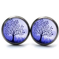 Ohrstecker, Ohrhänger, Clipse & Druckknopf – Motiv Blauvioletter Lebensbaum – Schmuck aus Edelstahl Ohrstecker, Ohrhänger, Clipse & Druckknopf - Motiv Blauvioletter Lebensbaum - Schmuck aus Edelstahl