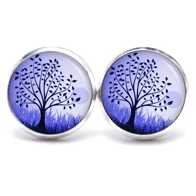 Ohrstecker, Ohrhänger, Clipse & Druckknopf – Motiv Blauvioletter Lebensbaum – Schmuck aus Edelstahl Ohrstecker, Ohrhänger, Clipse & Druckknopf - Motiv Blauvioletter Lebensbaum - Schmuck aus Edelstahl
