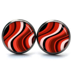 Druckknopf / Ohrstecker / Ohrhänger 60er Jahre Retro Muster rot rosa schwarz Druckknopf / Ohrstecker / Ohrhänger 60er Jahre Retro Muster rot rosa schwarz