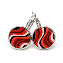 Druckknopf / Ohrstecker / Ohrhänger 60er Jahre Retro Muster rot rosa schwarz Druckknopf / Ohrstecker / Ohrhänger 60er Jahre Retro Muster rot rosa schwarz