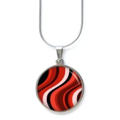 Edelstahl Kette Retro wildes 60er Jahre Muster rot schwarz