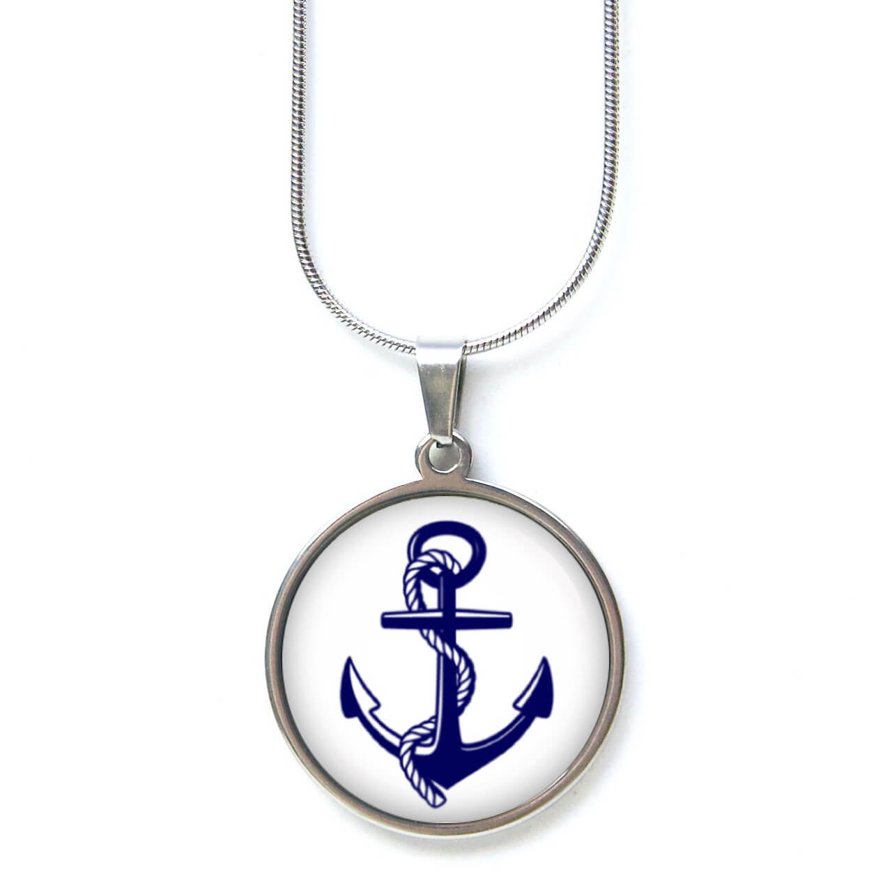 Edelstahl Kette blauer Anker mit Segeltau – Maritimes Motiv Edelstahl Kette blauer Anker mit Segeltau - Maritimes Motiv