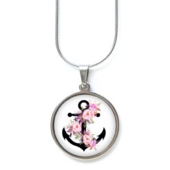Edelstahl Kette schwarzer blumen Anker - Maritimes Motiv