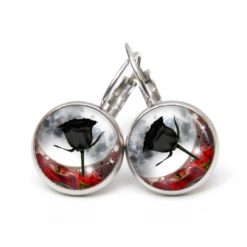 Ohrstecker, Ohrhänger, Clipse & Druckknopf – Motiv Gothic Rose Schwarz – Schmuck aus Edelstahl Ohrstecker, Ohrhänger, Clipse & Druckknopf - Motiv Gothic Rose Schwarz - Schmuck aus Edelstahl