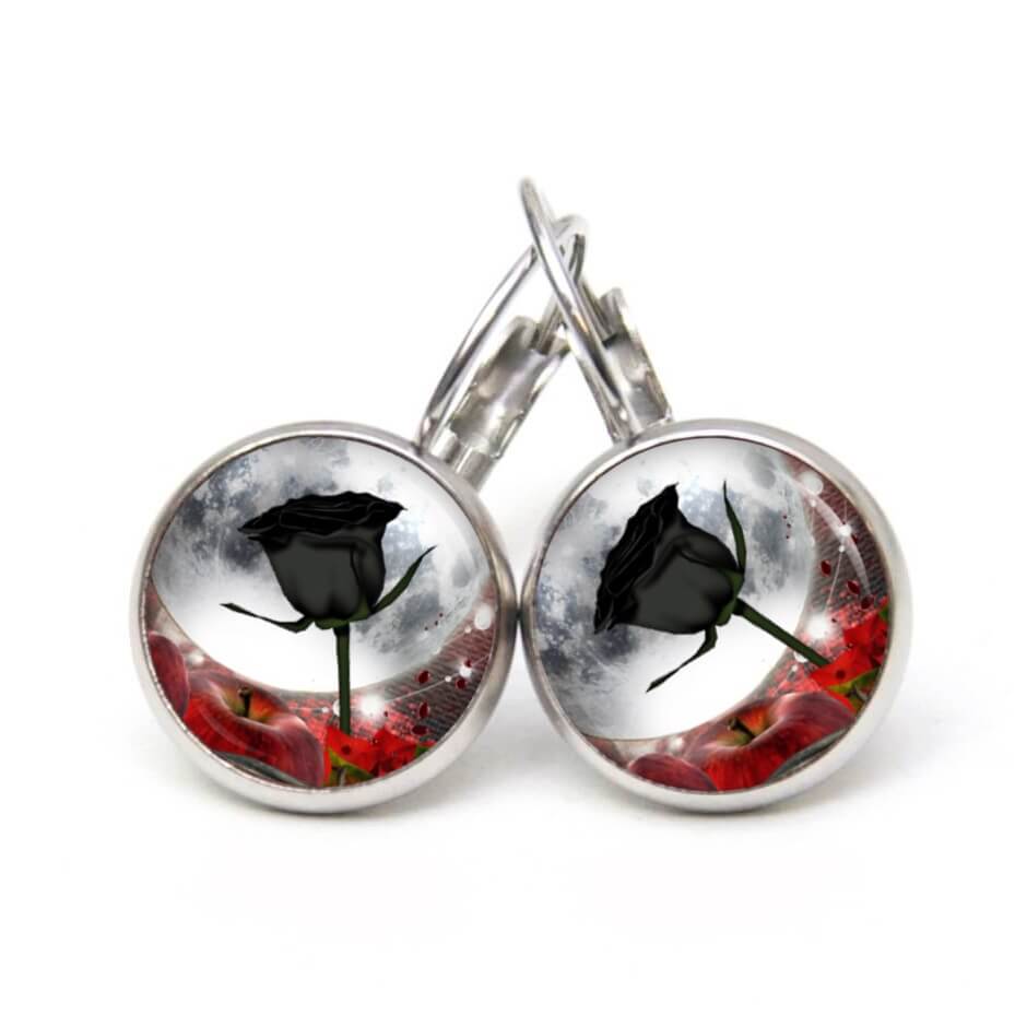 Ohrstecker, Ohrhänger, Clipse & Druckknopf – Motiv Gothic Rose Schwarz – Schmuck aus Edelstahl Ohrstecker, Ohrhänger, Clipse & Druckknopf - Motiv Gothic Rose Schwarz - Schmuck aus Edelstahl