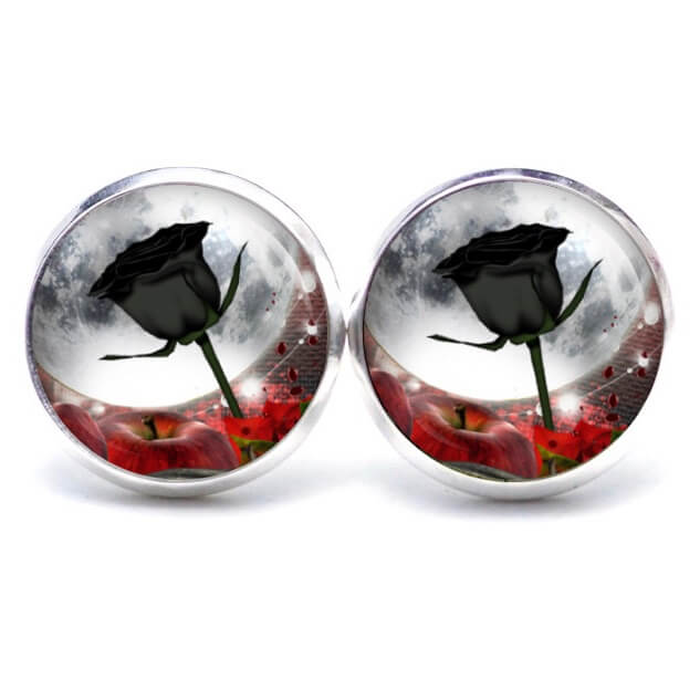 Ohrstecker, Ohrhänger, Clipse & Druckknopf – Motiv Gothic Rose Schwarz – Schmuck aus Edelstahl Ohrstecker, Ohrhänger, Clipse & Druckknopf - Motiv Gothic Rose Schwarz - Schmuck aus Edelstahl