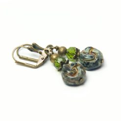 Vintage Ohrringe Bronze mit grün blauen Glasperlen Vintage Ohrringe Bronze mit grün blauen Glasperlen