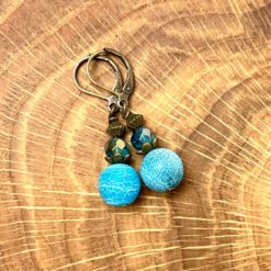 Vintage Ohrringe Bronze mit blau türkisen Achat Perlen Vintage Ohrringe Bronze mit blau türkisen Achat Perlen