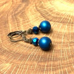 Vintage Ohrringe Bronze mit blauen Glasschliffperlen Vintage Ohrringe Bronze mit blauen Glasschliffperlen