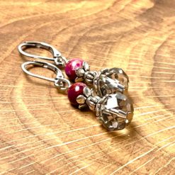 Glaskristall Ohrringe im Vintage Stil – Edelstahl Glaskristall Ohrringe im Vintage Stil - Edelstahl