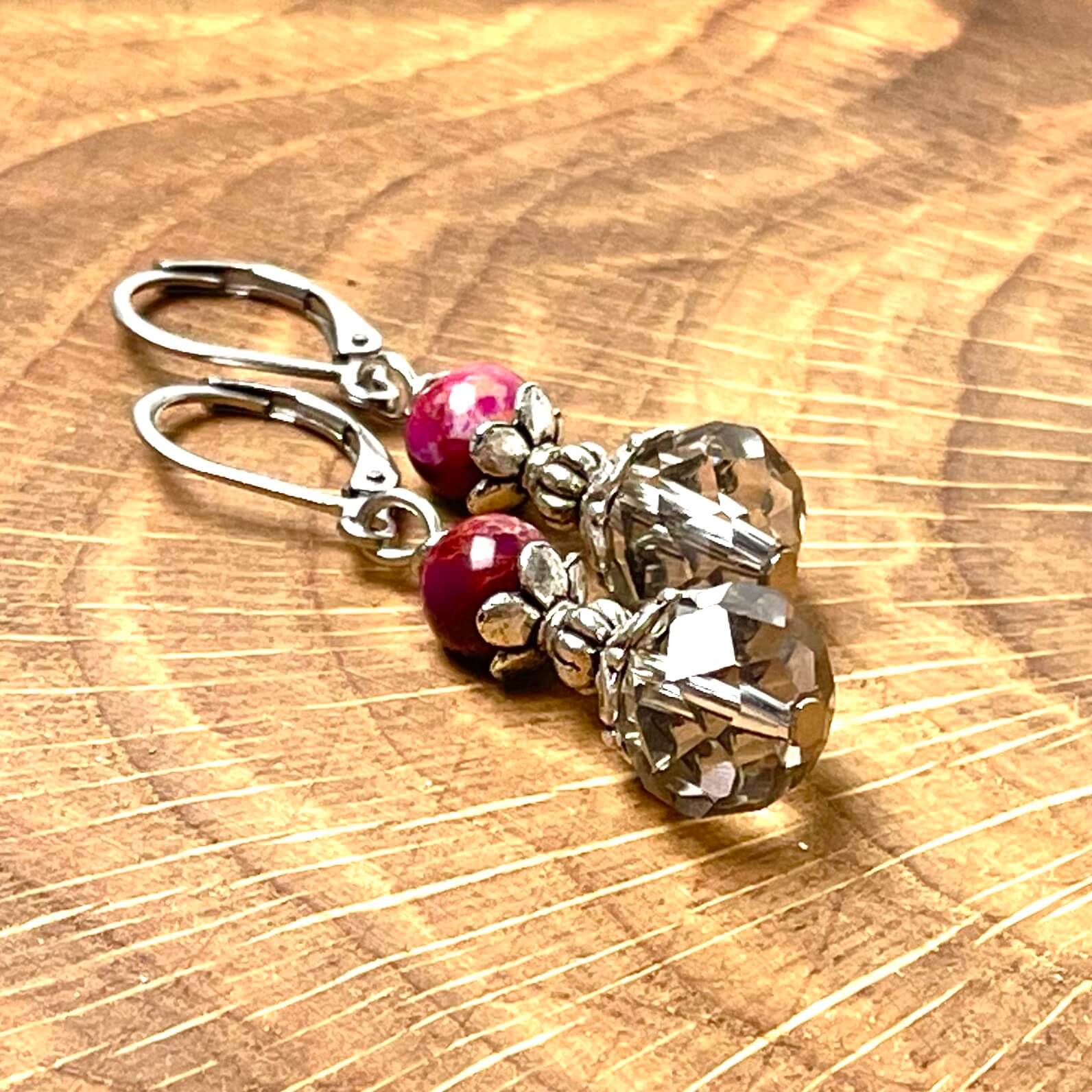 Glaskristall Ohrringe im Vintage Stil – Edelstahl Glaskristall Ohrringe im Vintage Stil - Edelstahl