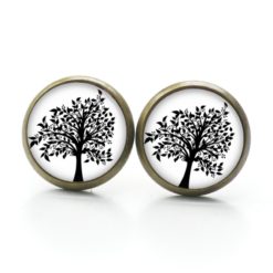 Ohrstecker, Ohrhänger, Clipse & Druckknopf – Motiv Lebensbaum schwarz weiß – Schmuck aus Edelstahl Ohrstecker, Ohrhänger, Clipse & Druckknopf - Motiv Lebensbaum schwarz weiß - Schmuck aus Edelstahl