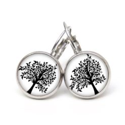 Ohrstecker, Ohrhänger, Clipse & Druckknopf – Motiv Lebensbaum schwarz weiß – Schmuck aus Edelstahl Ohrstecker, Ohrhänger, Clipse & Druckknopf - Motiv Lebensbaum schwarz weiß - Schmuck aus Edelstahl