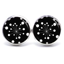 Ohrstecker, Ohrhänger, Clipse & Druckknopf - Motiv Retro Pusteblume Schwarz - Schmuck aus Edelstahl