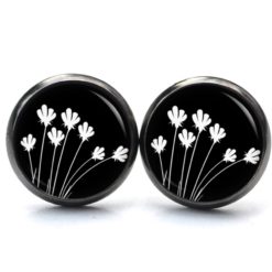 Ohrstecker, Ohrhänger, Clipse & Druckknopf – Motiv Tulpen schwarz weiß – Schmuck aus Edelstahl Ohrstecker, Ohrhänger, Clipse & Druckknopf - Motiv Tulpen schwarz weiß - Schmuck aus Edelstahl
