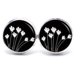 Ohrstecker, Ohrhänger, Clipse & Druckknopf - Motiv Tulpen schwarz weiß  - Schmuck aus Edelstahl