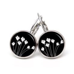 Ohrstecker, Ohrhänger, Clipse & Druckknopf – Motiv Tulpen schwarz weiß – Schmuck aus Edelstahl Ohrstecker, Ohrhänger, Clipse & Druckknopf - Motiv Tulpen schwarz weiß - Schmuck aus Edelstahl