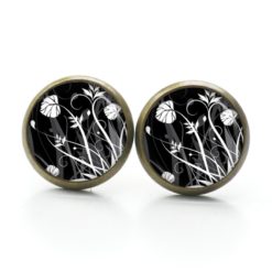 Ohrstecker, Ohrhänger, Clipse & Druckknopf – Motiv Wildblumenwiese Schwarz weiß – Schmuck aus Edelstahl Ohrstecker, Ohrhänger, Clipse & Druckknopf - Motiv Wildblumenwiese Schwarz weiß - Schmuck aus Edelstahl