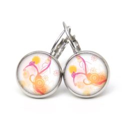 Druckknopf Ohrstecker Ohrhänger gemustert in gelb orange pink Druckknopf Ohrstecker Ohrhänger gemustert in gelb orange pink