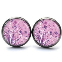 Druckknopf Ohrstecker Ohrhänger Blumenwiese rosa weiß violett Druckknopf Ohrstecker Ohrhänger Blumenwiese rosa weiß violett