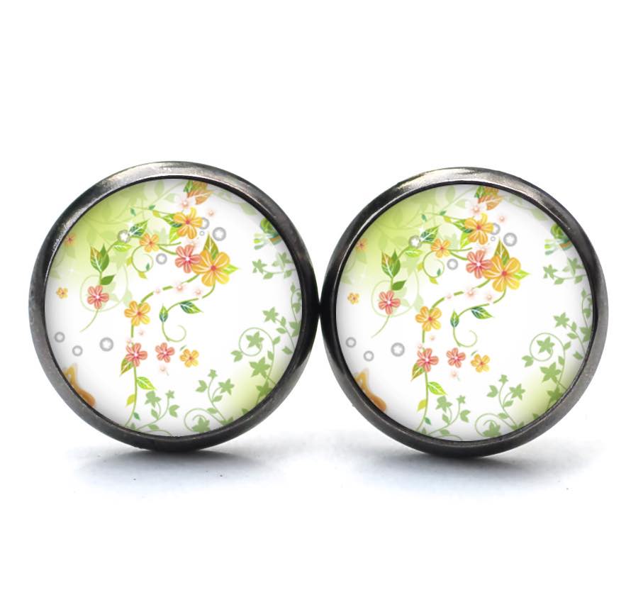Ohrstecker, Ohrhänger, Clipse & Druckknopf – Motiv Frühlingsblumen & Blumenranken – Schmuck aus Edelstahl Ohrstecker, Ohrhänger, Clipse & Druckknopf – Motiv Frühlingsblumen & Blumenranken – Schmuck aus Edelstahl