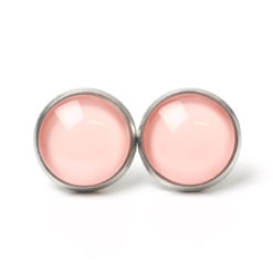 Ohrstecker, Ohrhänger, Clipse & Druckknopf – handbemalt zart rosa – Schmuck aus Edelstahl