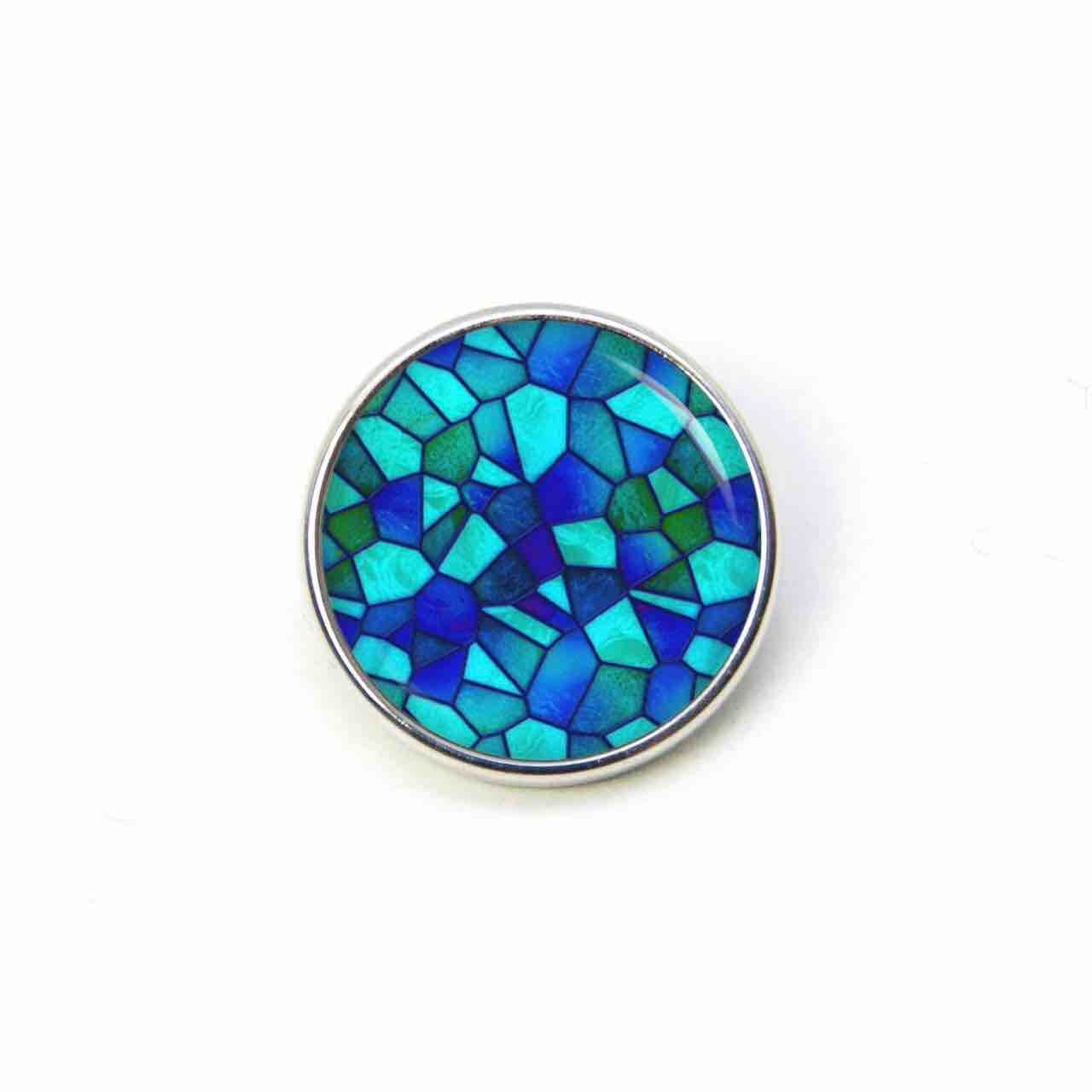 Druckknopf Chunk Mosaik Glasmosaik Mandala blau Druckknopf Chunk Mosaik Glasmosaik Mandala blau