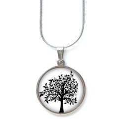 Edelstahl Kette - großer Baum schwarz weiß