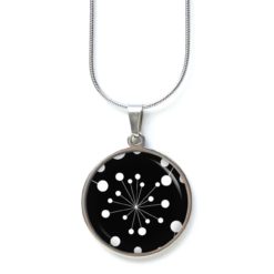 Edelstahl Kette Planeten Punkte Galaxie - schwarz weiß