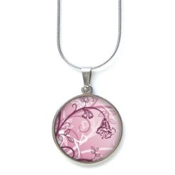 Edelstahl Kette Floral in rosa rosarot mit zarten Blumen