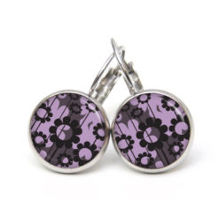 Druckknopf Ohrstecker Ohrhänger Floral schwarz lila Blumen Druckknopf Ohrstecker Ohrhänger Floral schwarz lila Blumen
