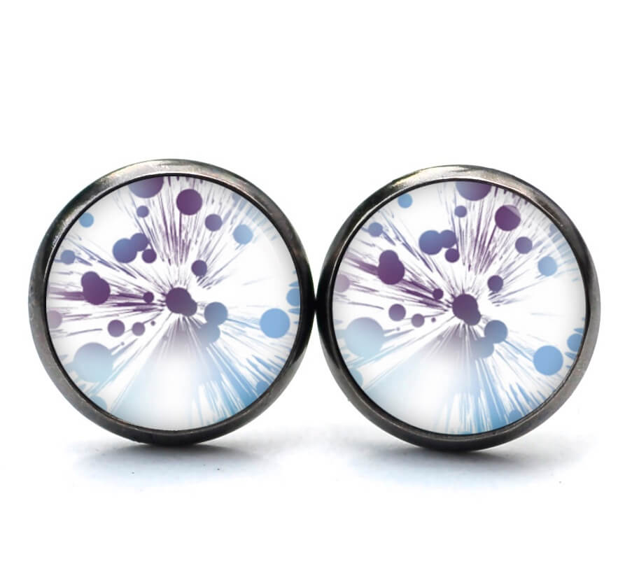 Druckknopf Ohrstecker Ohrhänger Himmel Planeten Punkte blau violett lila Druckknopf Ohrstecker Ohrhänger Himmel Planeten Punkte blau violett lila
