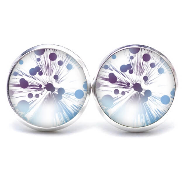 Druckknopf Ohrstecker Ohrhänger Himmel Planeten Punkte blau violett lila Druckknopf Ohrstecker Ohrhänger Himmel Planeten Punkte blau violett lila