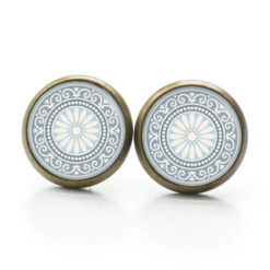 Druckknopf Ohrstecker Ohrhänger blau grau gemustert Mandala Mosaik Druckknopf Ohrstecker Ohrhänger blau grau gemustert Mandala Mosaik