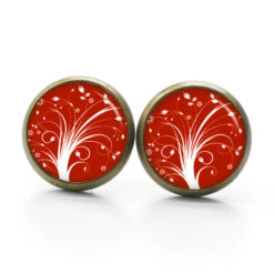 Ohrstecker, Ohrhänger, Clipse & Druckknopf – Motiv Rot weißes Feuerwerk Baum Blumen – Schmuck aus Edelstahl Ohrstecker, Ohrhänger, Clipse & Druckknopf – Motiv Rot weißes Feuerwerk Baum Blumen – Schmuck aus Edelstahl