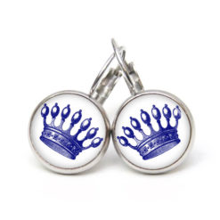 Druckknopf Ohrstecker Ohrhänger blaue dunkelblaue Krone Prinzessin Druckknopf Ohrstecker Ohrhänger blaue dunkelblaue Krone Prinzessin
