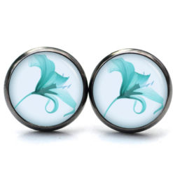 Ohrstecker, Ohrhänger, Clipse & Druckknopf – Motiv Lilie Lilien in türkis blau – Schmuck aus Edelstahl Ohrstecker, Ohrhänger, Clipse & Druckknopf – Motiv Lilie Lilien in türkis blau – Schmuck aus Edelstahl