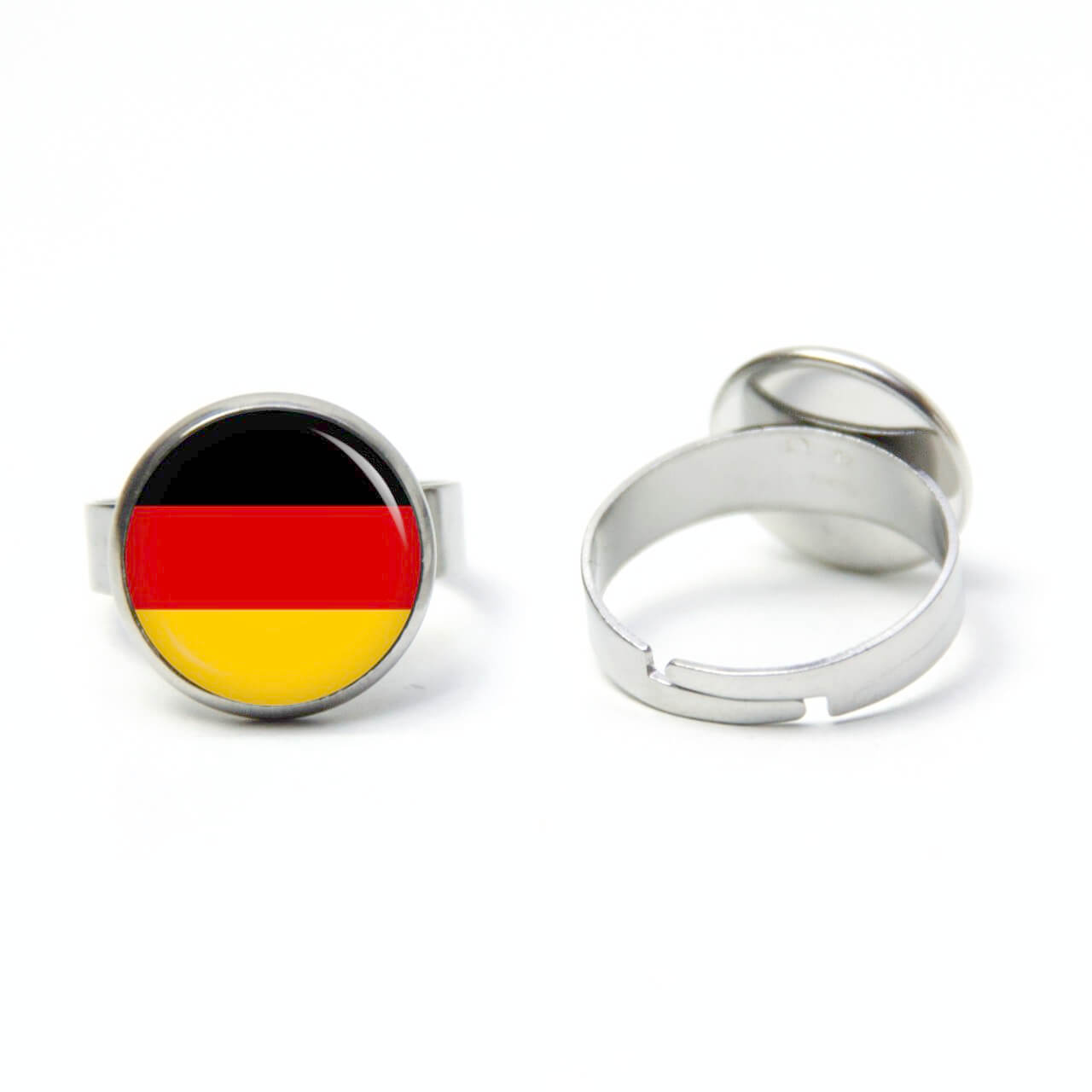 Edelstahl Ring Fußball EM WM deutsche Flagge – verschiedene Größen Edelstahl Ring Fußball EM WM deutsche Flagge - verschiedene Größen