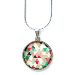 Edelstahl Kette Muster Mandala Mosaik bunt farbenfroh rot grün weiß