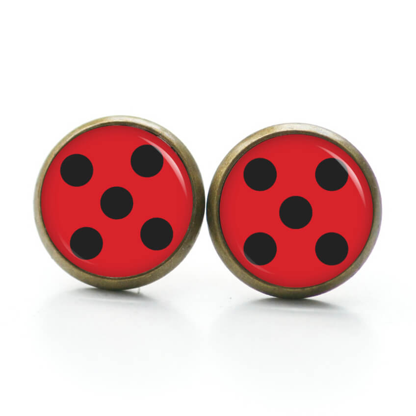 Ohrstecker, Ohrhänger, Clipse & Druckknopf – Motiv rot schwarz Ladybug Marienkäfer – Schmuck aus Edelstahl Ohrstecker, Ohrhänger, Clipse & Druckknopf – Motiv rot schwarz Ladybug Marienkäfer – Schmuck aus Edelstahl