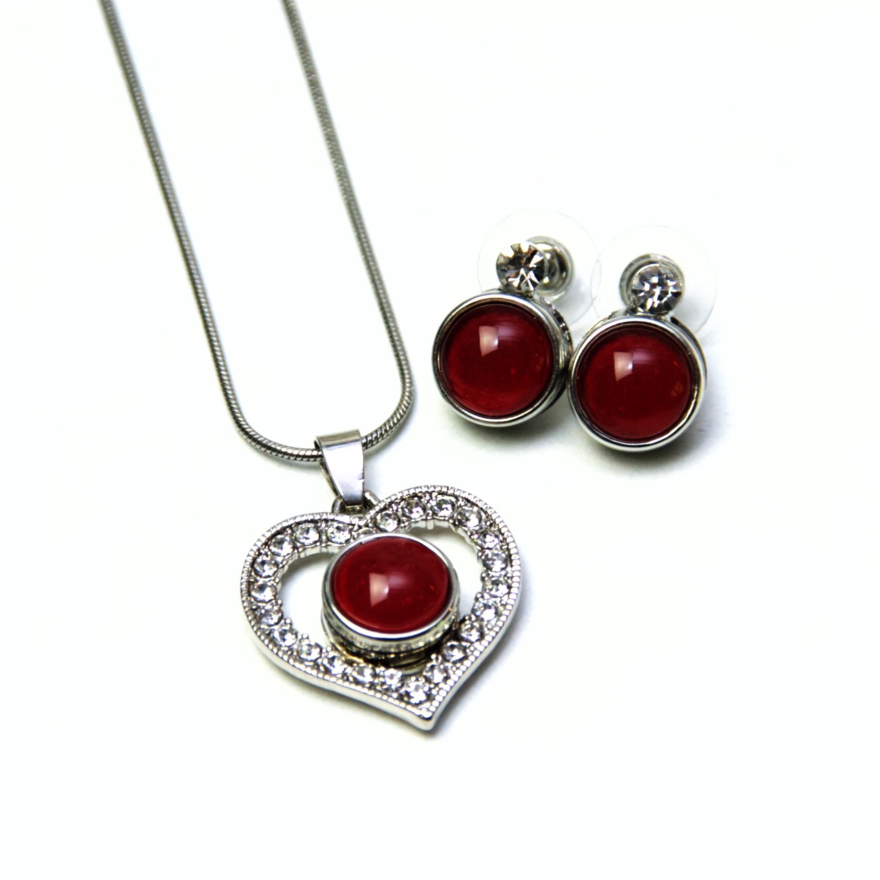 Druckknopf Set Herz Glitzer Anhänger mit Kette und Ohrringe – Geschenk Muttertag Druckknopf Set Herz Glitzer Anhänger mit Kette und Ohrringe - Geschenk Muttertag