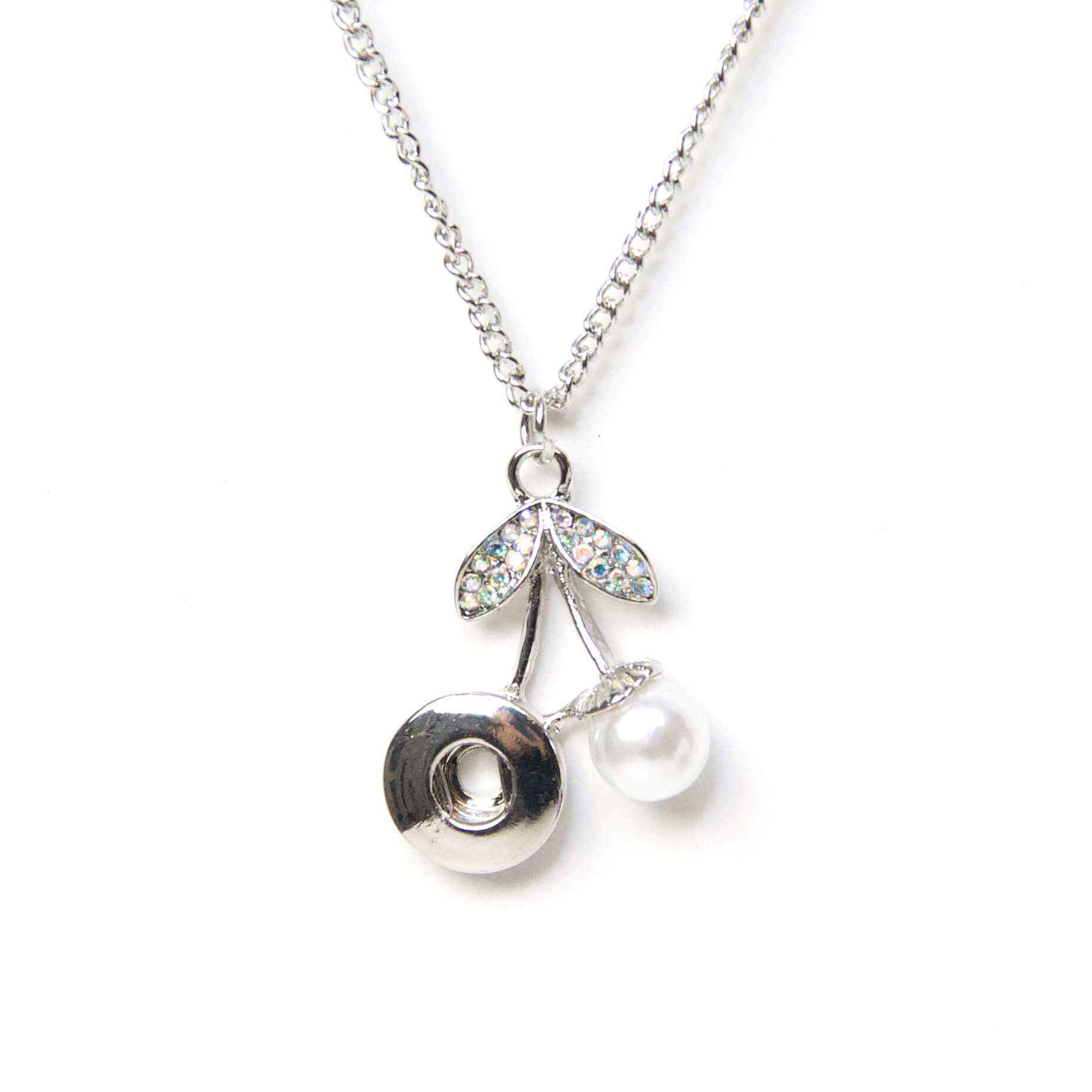 Kleiner Druckknopf Anhänger Kirsche für 10mm Druckknopf Zarte Kette mit Perlen Kirsch Anhänger für 10mm Druckknopf