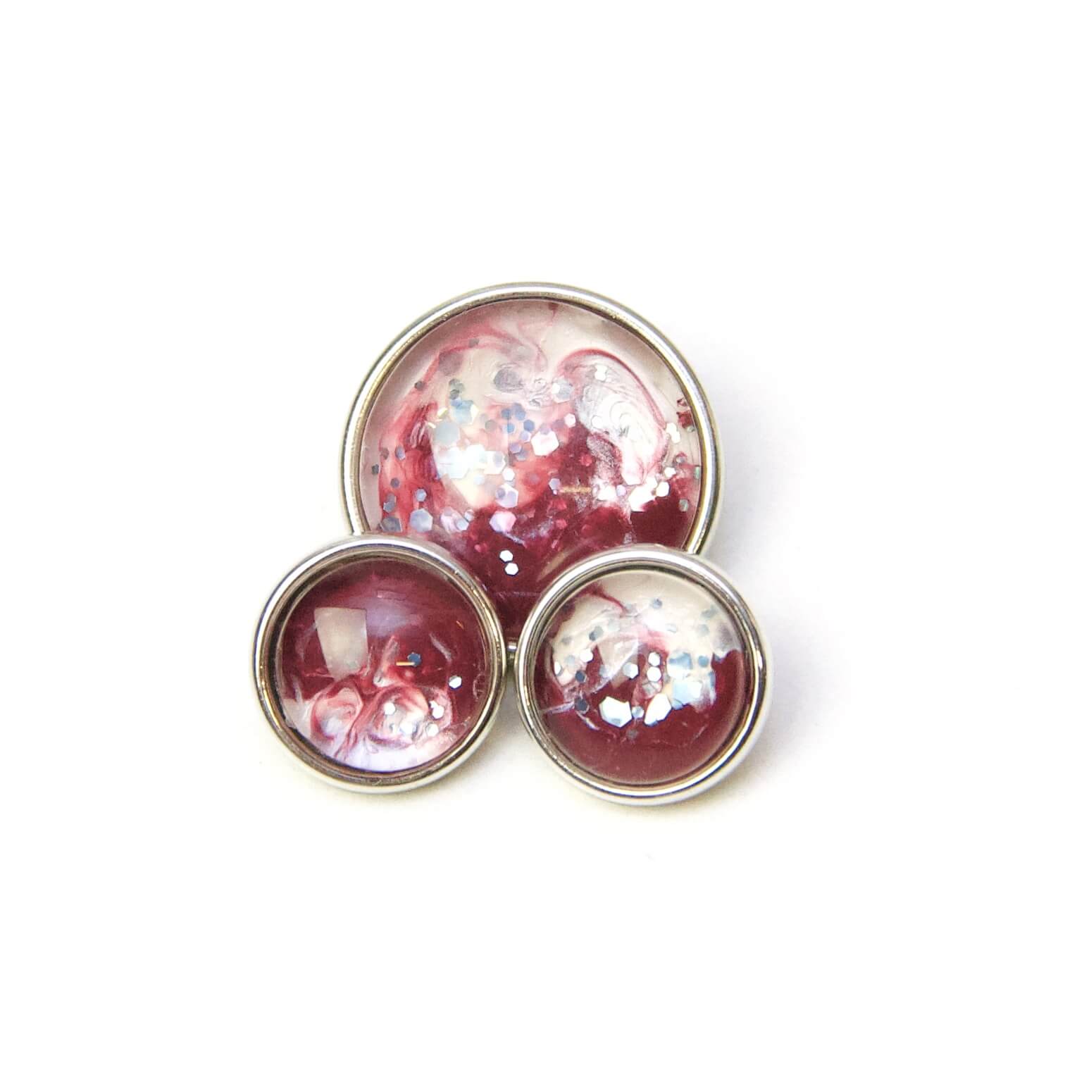 Druckknopf handbemalt bordeaux rot glitzernd Druckknopf Schmuckknopf handbemalt bordeaux rot glitzernd